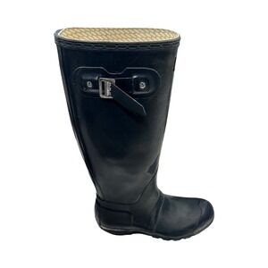 Hunter‎ Boots Womens Size 6 Blue Tall Rain Boots Buckle Detail Waterproof
